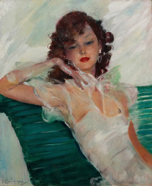 Jean Gabriel Domergue - Elegante sur un banc