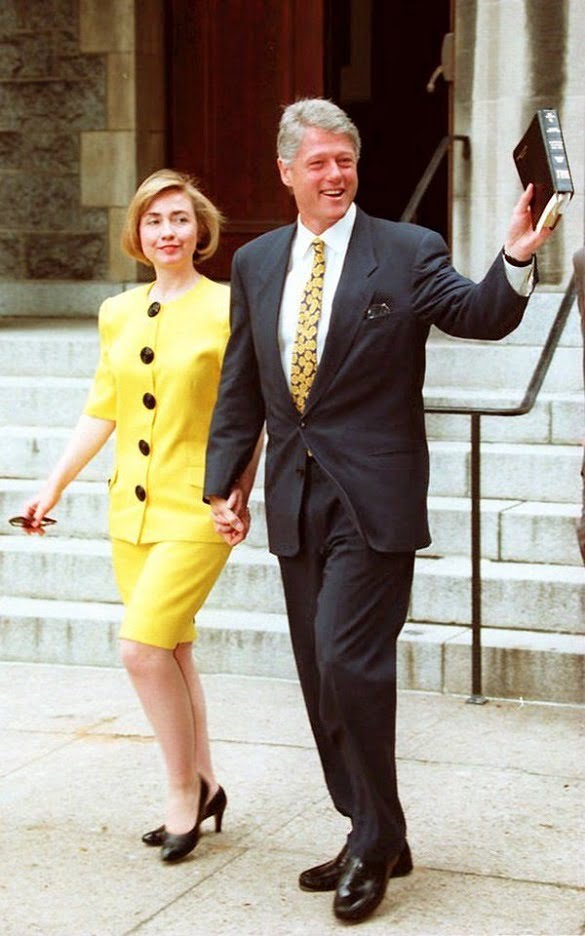 US President Bill Clinton and First Lady Hillary w